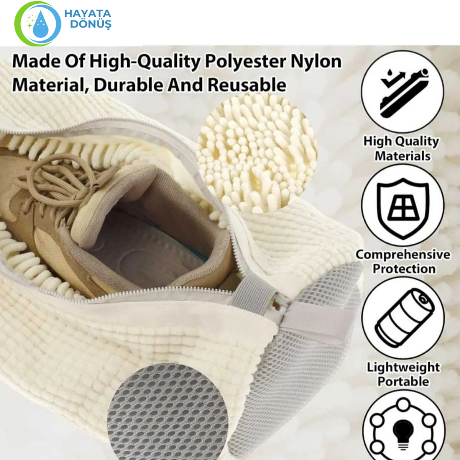 HayataDönüş - Ayakkabı Yıkama Çantası Özel Mikrofiber Kumaş Fermuarlı