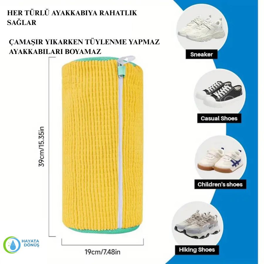 HayataDönüş - Ayakkabı Yıkama Çantası Özel Mikrofiber Kumaş Fermuarlı
